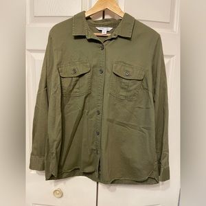 Old Navy Women’s The Classic Shirt Twill Shirt — Olive Green Size XL.